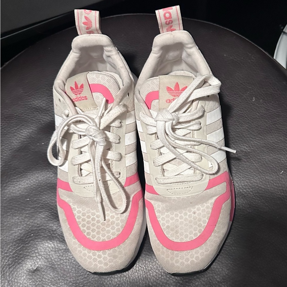 Adidas Women's Cream and Pink Sneakers
